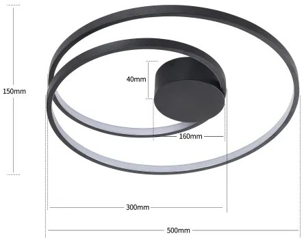 Brilagi - Plafonieră reglabilă TWISTER LED, 48W, 230V, Ø 50 cm, negru, cu telecomandă