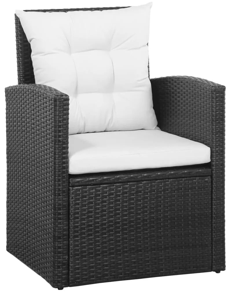 Set mobilier de gradina cu perne, 5 piese, negru, poliratan