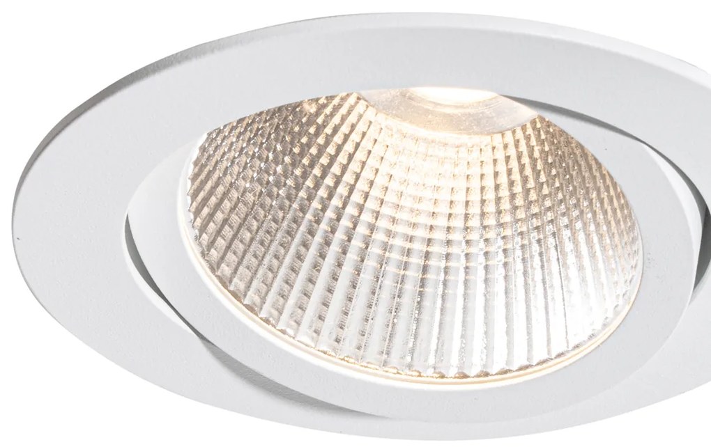 Set de 6 spoturi încastrate albe 9,5 cm, inclusiv LED 1300 lm, reglabile, IP23 - Gaius