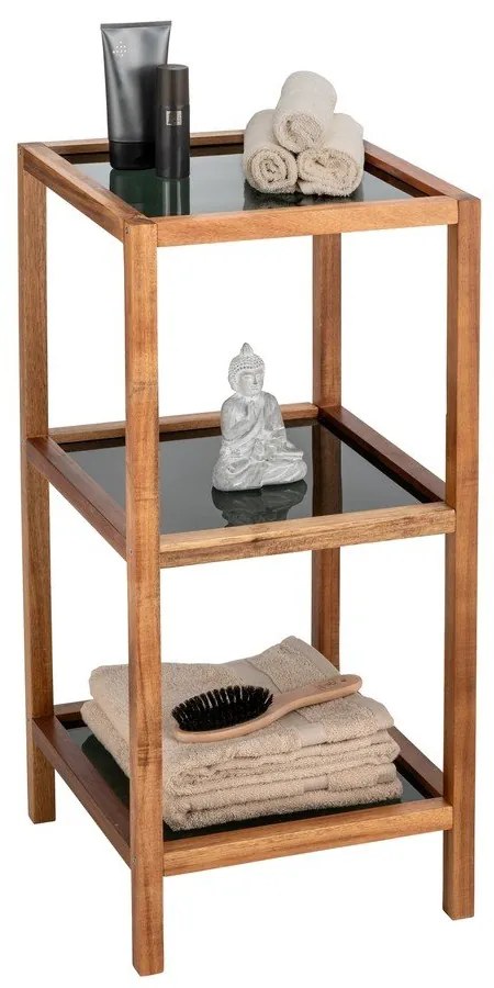 Etajeră de baie neagră/în culoare naturală din sticlă 36x79 cm Fondi – Wenko