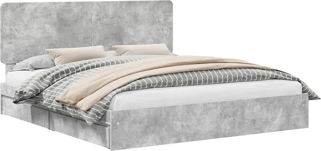 vidaXL Pat cu storage Gri din beton 200 x 200 cm Lemn compozit