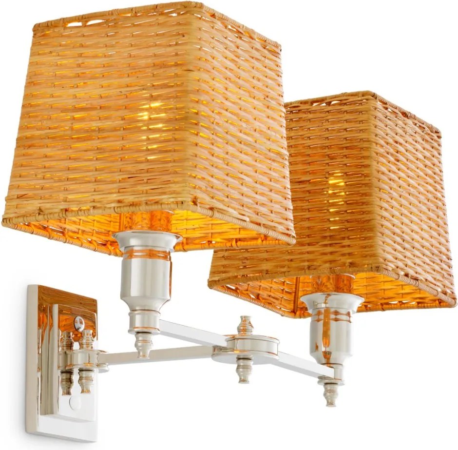 Aplica de perete LUX cu abajur din ratan Lexington nickel