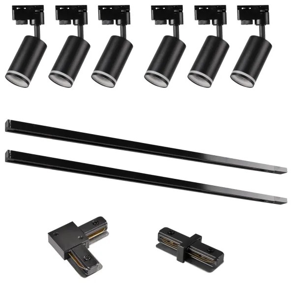 Spot pentru sistem de șină PARIS 6xGU10/10W/230V +2x1 m sistem de șină