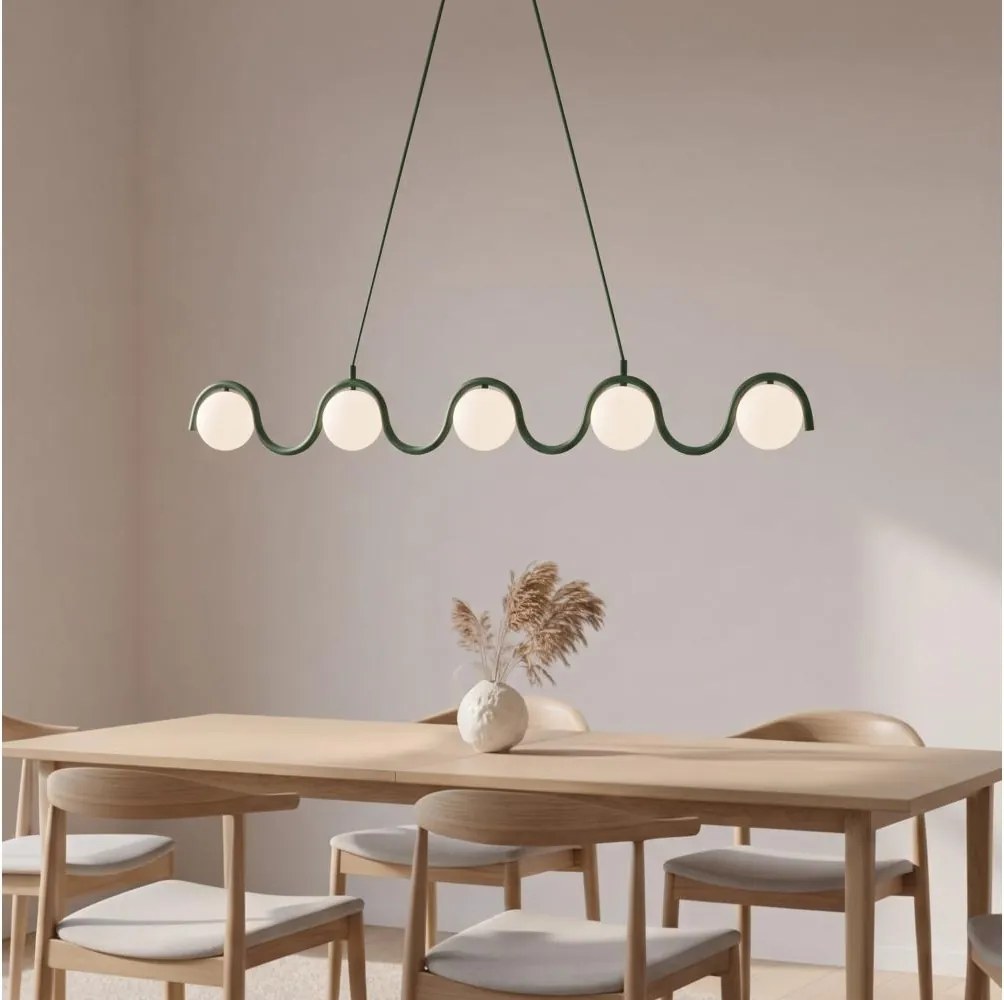 Candelabru suspendat pe cablu SINUS 5xG9/8W/230V verde
