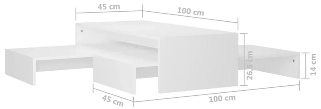 Set de masute de cafea suprapuse, alb, 100x100x26,5 cm, PAL 1, Alb