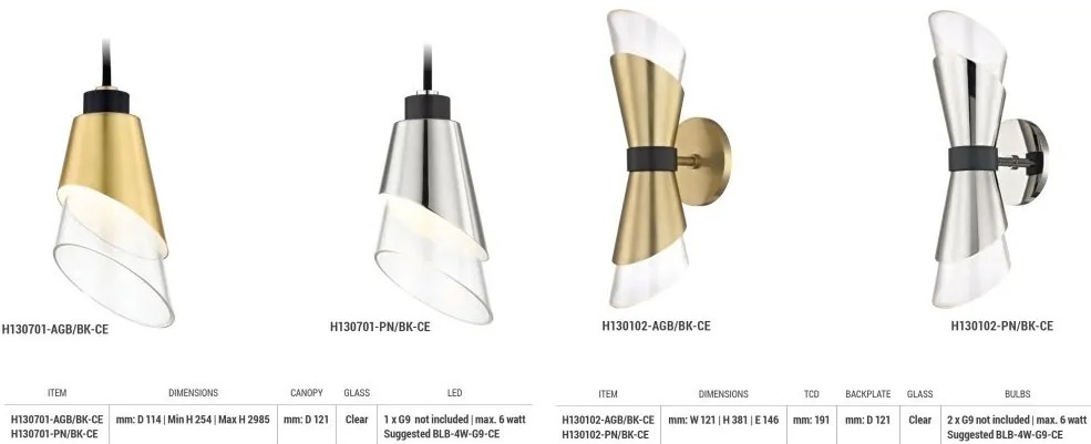 Aplica de perete design modern ANGIE nichel lucios