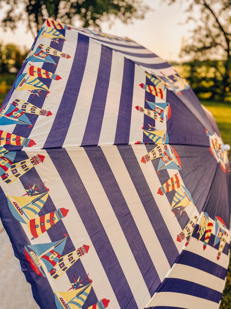 Umbrela de soare alb-albastru, LUMINA 180 cm