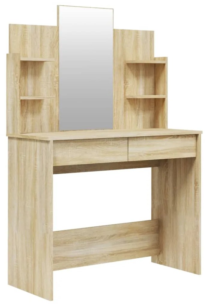 802834 vidaXL Masă de toaletă cu oglindă, stejar sonoma, 96x40x142 cm