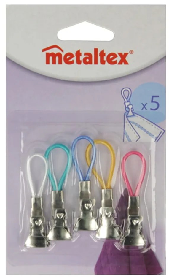 Set 5 clipsuri multifuncționale pentru prosoape Metaltex, colorate