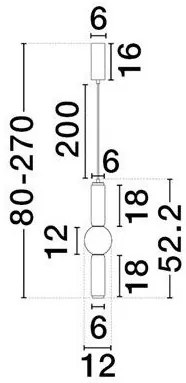 Pendul LED modern, Metal, Negru, Sticla, Fumurie, Ulon