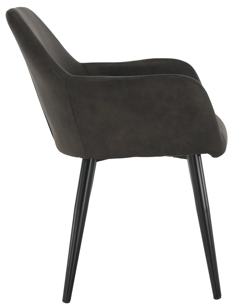 Fotoliu design, ţesătură din piele periată, maro Taupe / negru, LACEY