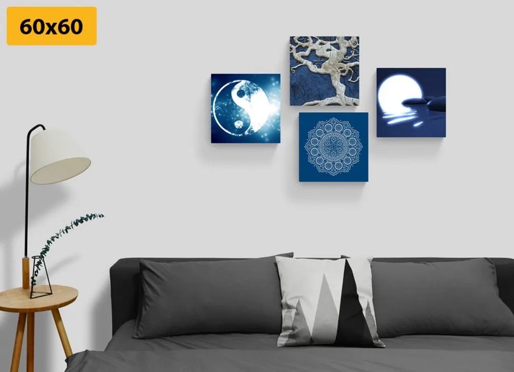 Set tablouri Feng Shui în design albastru