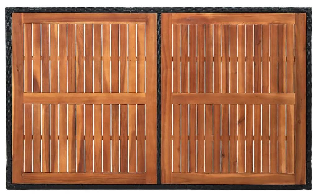 Set mobilier de exterior 7 piese negru poliratan lemn acacia Negru, 7