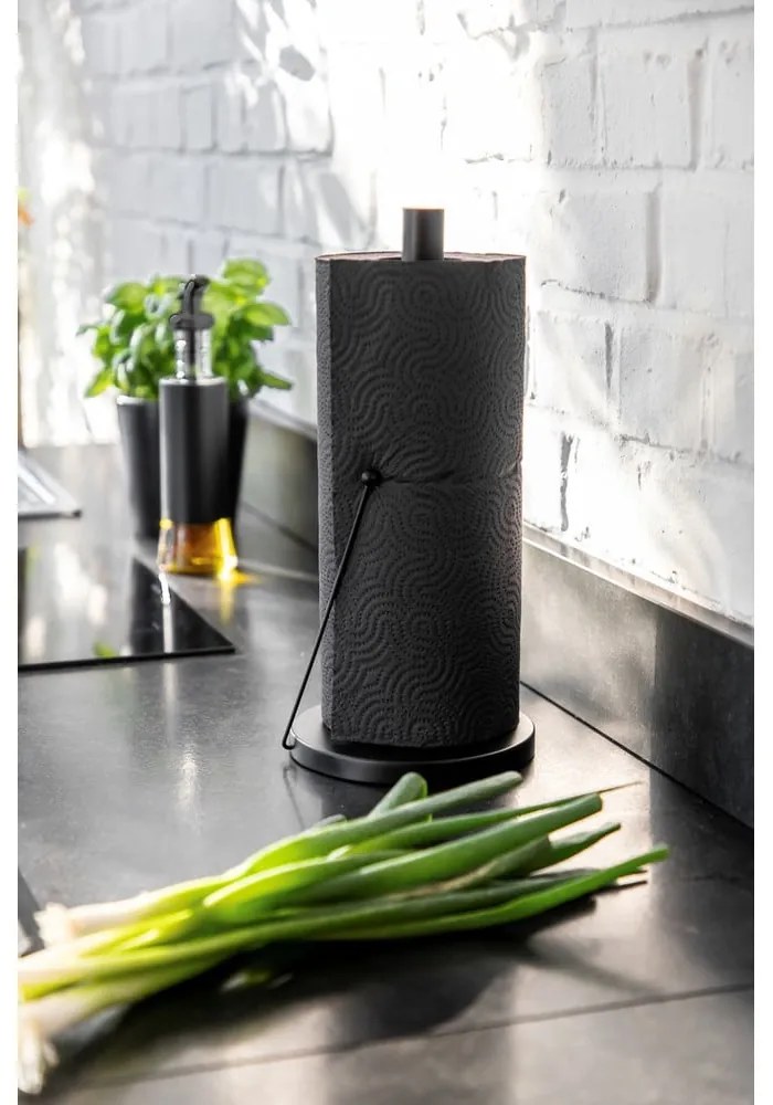 Suport magnetic pentru role de bucătărie Wenko Black Outdoor Kitchen Clayton, negru