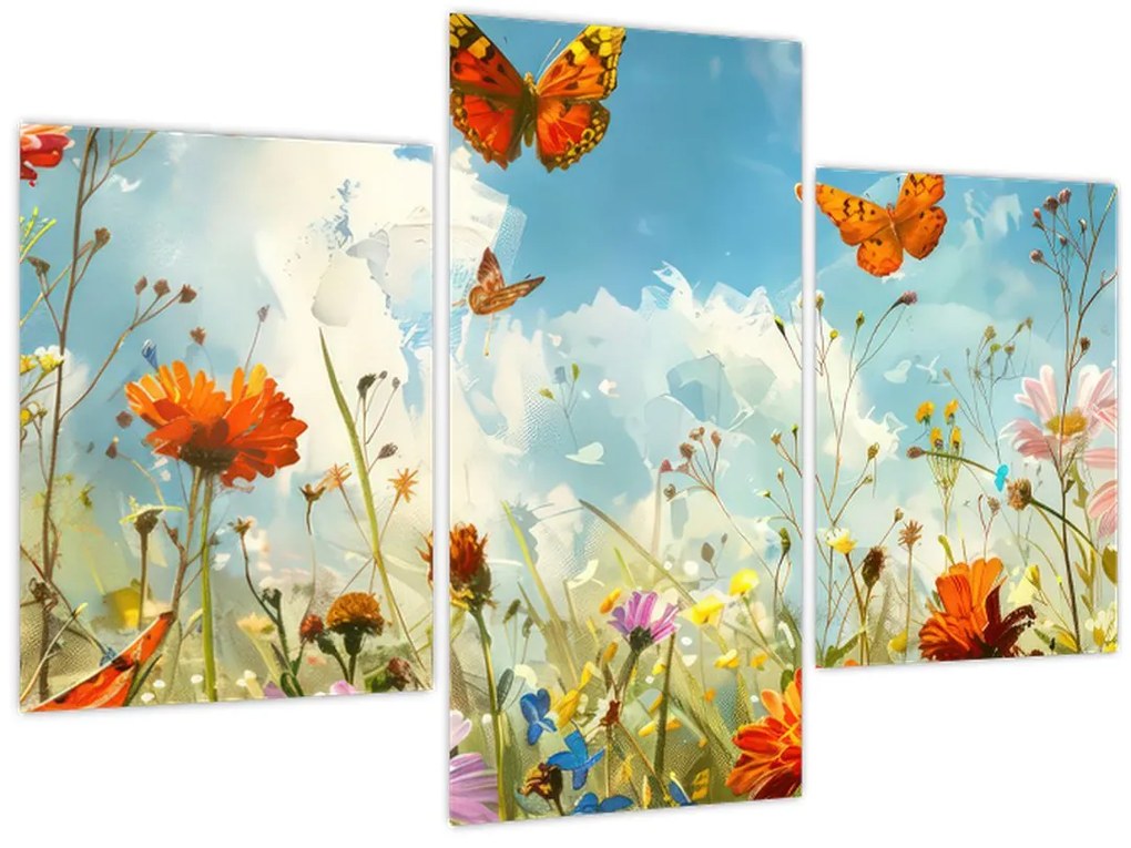 Tablou - Fluturi pe pajiștea de vară (90x60 cm)