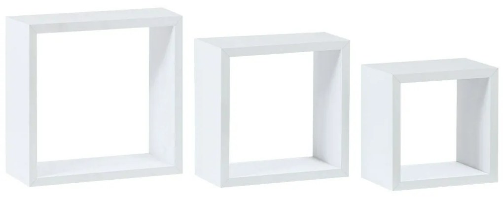 Set de rafturi de perete P-012, alb mat, 3 buc.