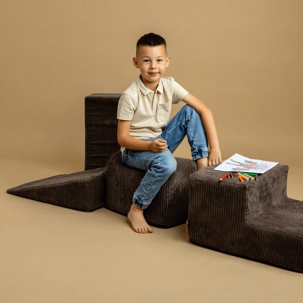 Teren de joacă din spumă turcoaz 5 buc. din catifea reiată înălțime 30 cm 250x45 cm Montessori – Meowbaby