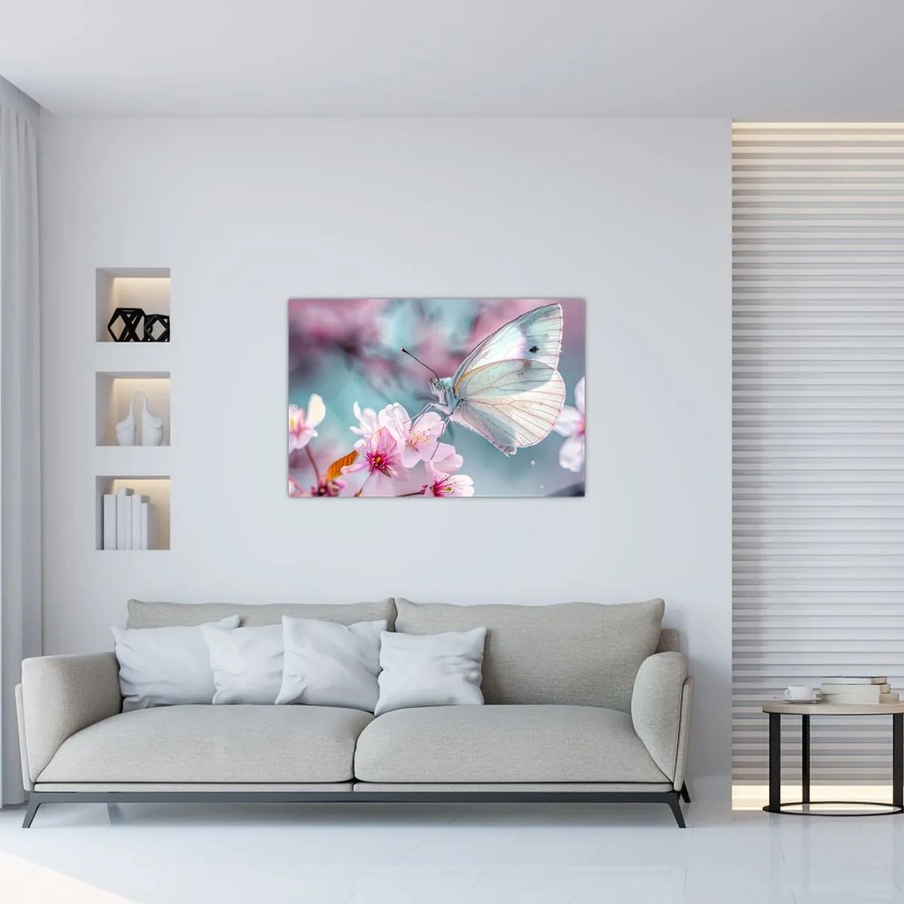 Tablou - Fluture pe un cireș (90x60 cm)