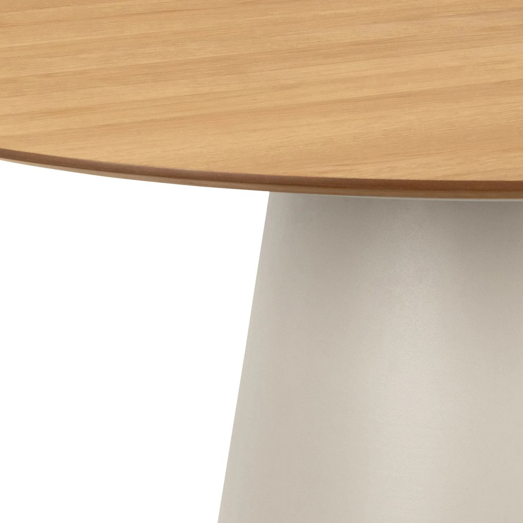 MAZZONI EXPORT BOSCO Stejar natural/picior bej (Cașmir) - MASĂ ROTUNDĂ 120 cm PENTRU BUCĂTĂRIE SUFRAGERIE SALON FURNIR
