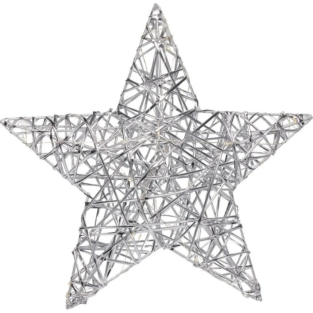 Stea de Crăciun luminoasă Silver, 30 x 30 cm, 20micro LED, cu baterii