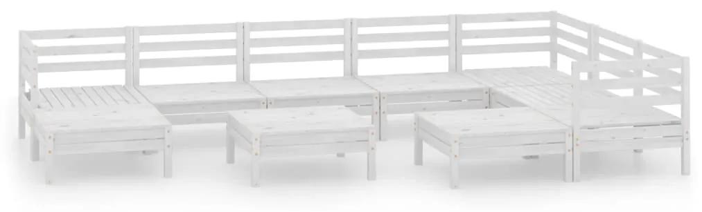 3083030 vidaXL Set mobilier de grădină, 10 piese, alb, lemn masiv de pin