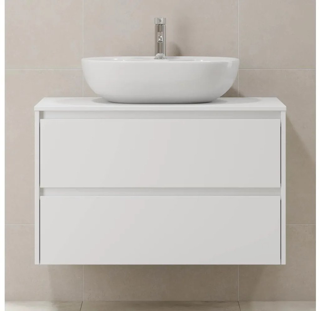 Dulap de baie TRONDHEIM pentru lavoar, 90 cm, alb