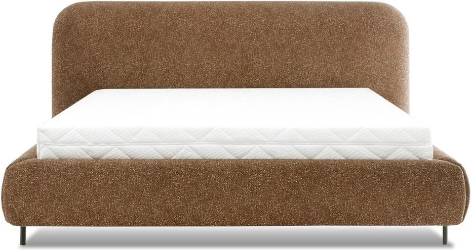 Pat matrimonial galben ocru tapițat cu spațiu de depozitare cu somieră 180x200 cm Pointt – ELTAP