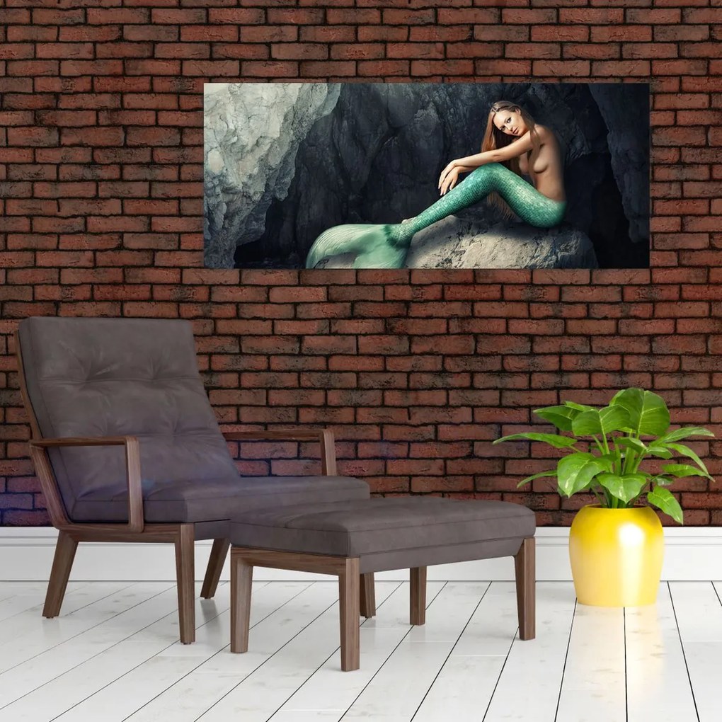 Tablou - Sirena pe stâncă (120x50 cm)