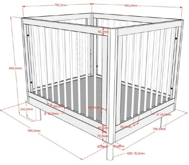 Țarc pentru copii în culoare naturală din lemn de stejar 95x75 cm Forrest – Vipack