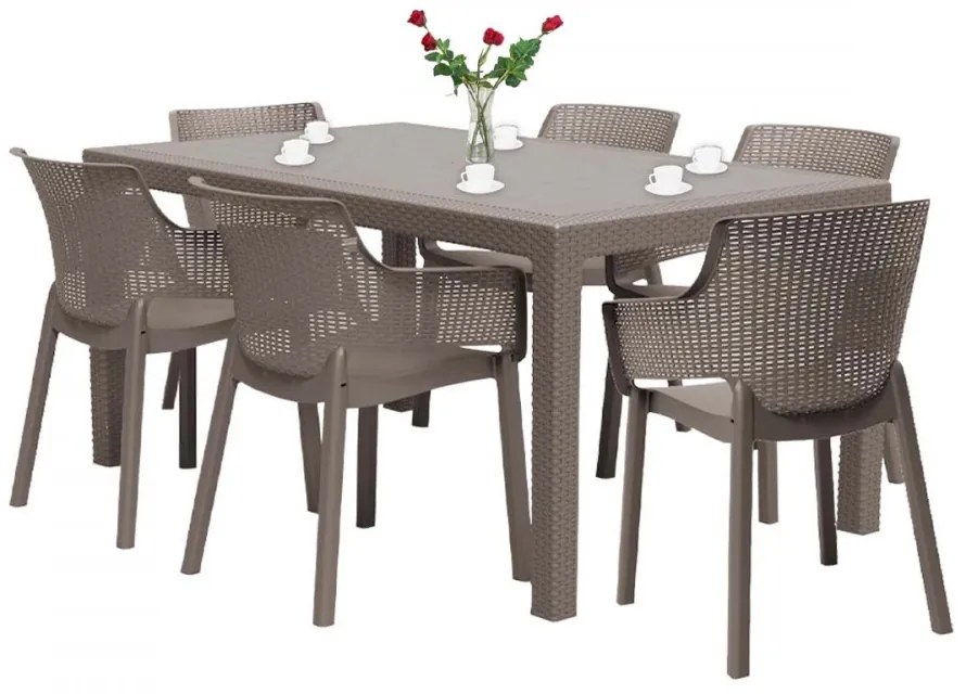 Set mobilier de grădină Evody 6+1 cappuccino