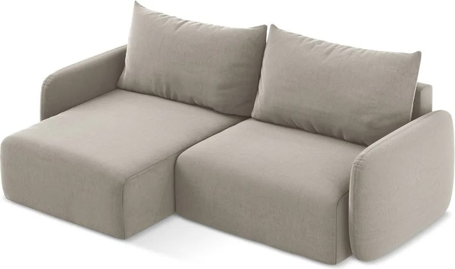 Colțar taupe extensibil/cu spațiu de depozitare cu tapițerie din catifea (cu colț pe partea stângă/cu șezlong) Kalena – Makamii