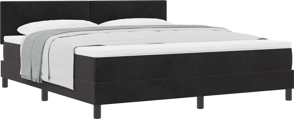 vidaXL Pat cu arcuri cu saltea cu headboard Negru 180 x 200 cm Catifea