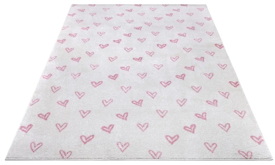 Covor pentru copii alb-roz 160x235 cm Hearts – Hanse Home