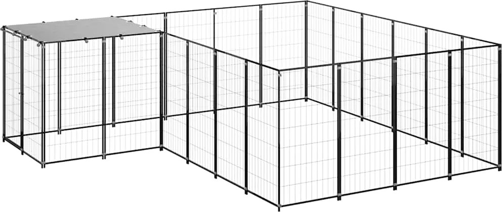 vidaXL Padoc pentru câini, negru, 8,47 m², oțel