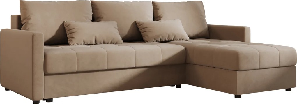 Coltar extensibil VENORIA, bej, colt reversibil, 220x143 cm + 2 perne GRATUIT