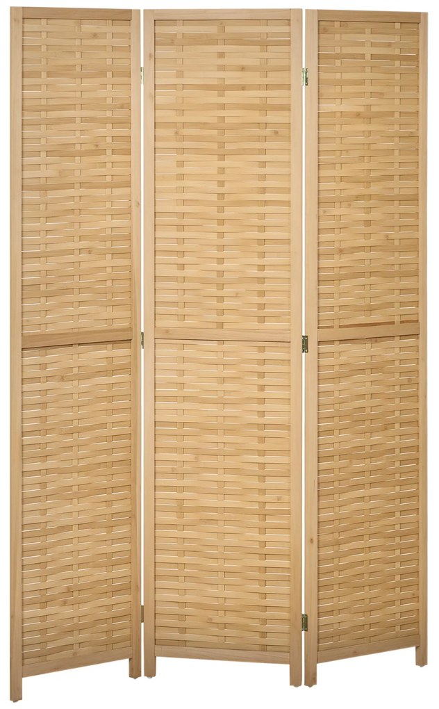 HOMCOM Separator de Cameră Pliabil, Bambus, 3 Părţi, 120 cm x 170 cm x 1,8 cm, Lemn Natural | Aosom Romania