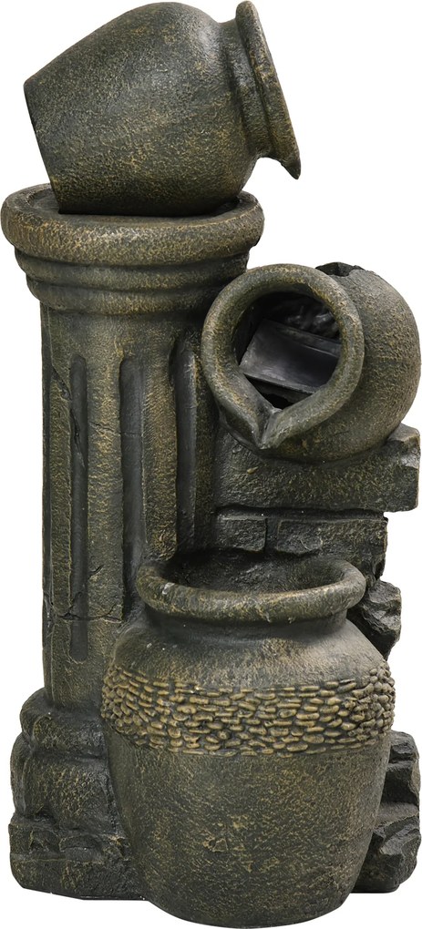 Outsunny Fântână arteziană, pompă reglabilă, rezistentă la intemperii, 25 cm x 24 cm x 60 cm, Gri | Aosom Romania