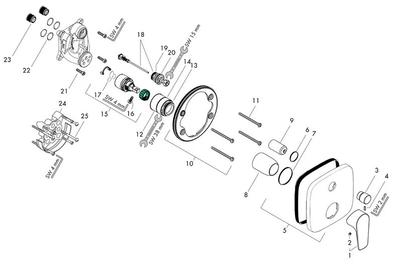 Baterie cada dus, Hansgrohe, Talis E, alb mat