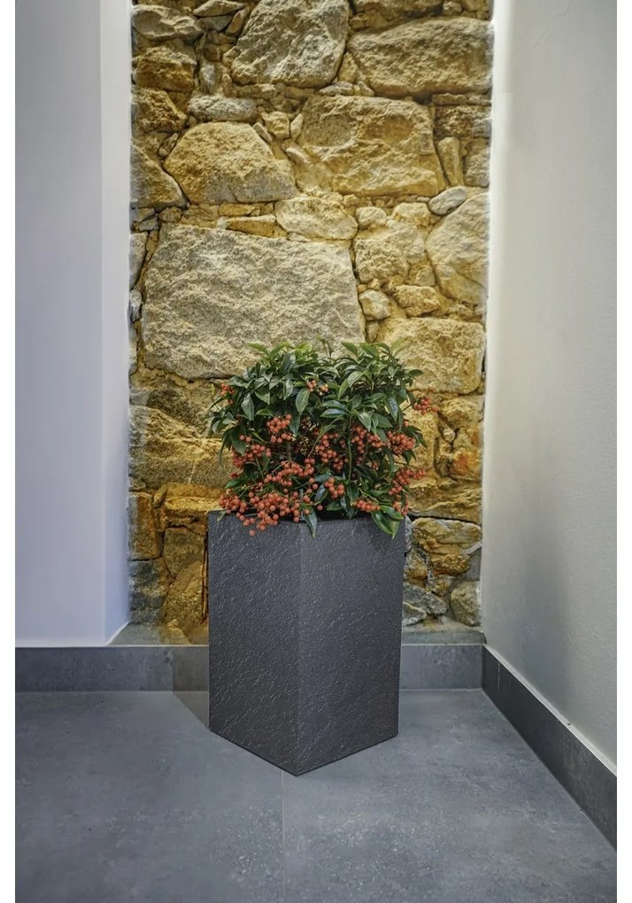 Ghiveci cu auto-udare Flower Lover Cubico Stone gri, 27 x 42 cm