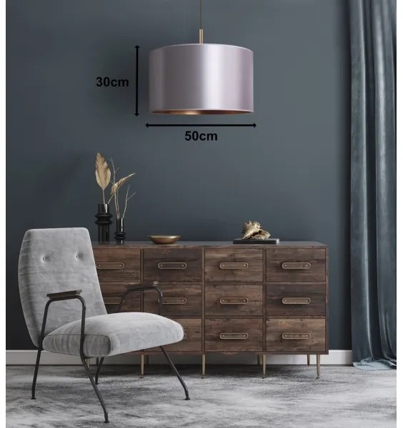 Duolla - Lustră pe cablu CANNES 1xE27/15W/230V d. 50 cm argintie/cupru