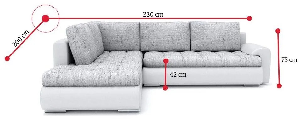 Supermobel Colțar extensibil TALHA V, 230x75x200, lawa 09/soft 11, dreapta
