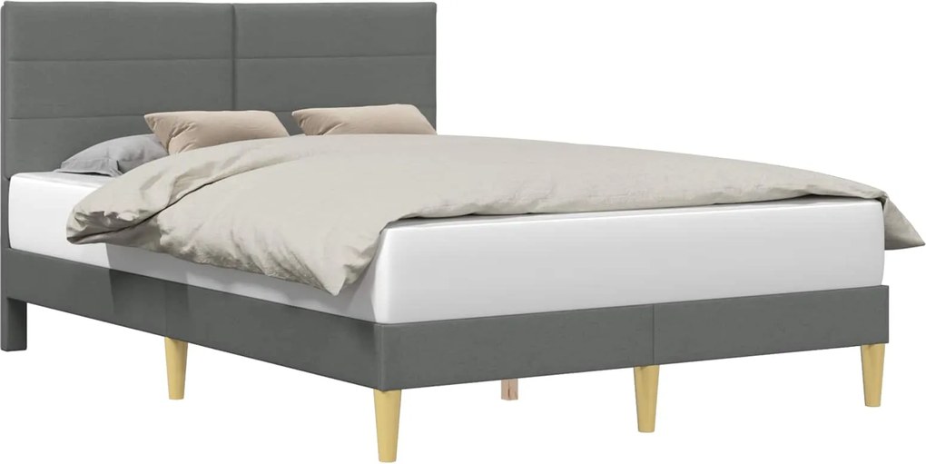 vidaXL Cadru de pat cu headboard Gri închis 140 x 190 cm țesătură
