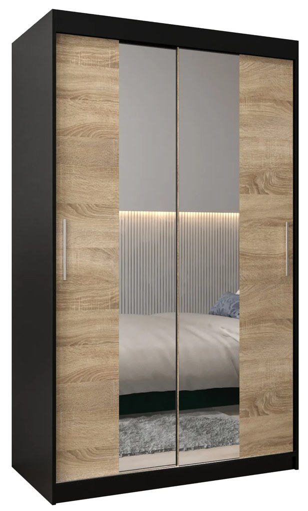 Dulap de haine 120 cm Toki 1 (negru mat + stejar sonoma). 1064894