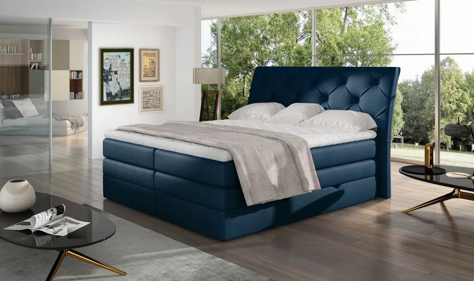 Pat tapitat boxspring, cu spatiu pentru depozitare, 180 x200, Mirabel 181, Eltap (Culoare: Verde / Kronos 19)