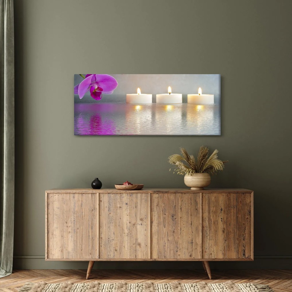 Tablou cu lumânări pe apă (120x50 cm)