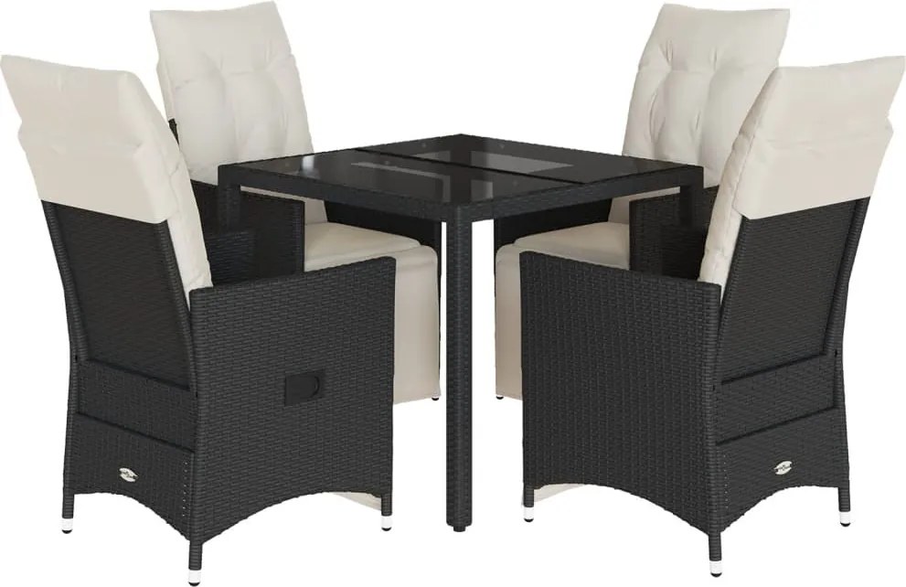 vidaXL Set mobilier de grădină cu perne, 5 piese, negru, poliratan