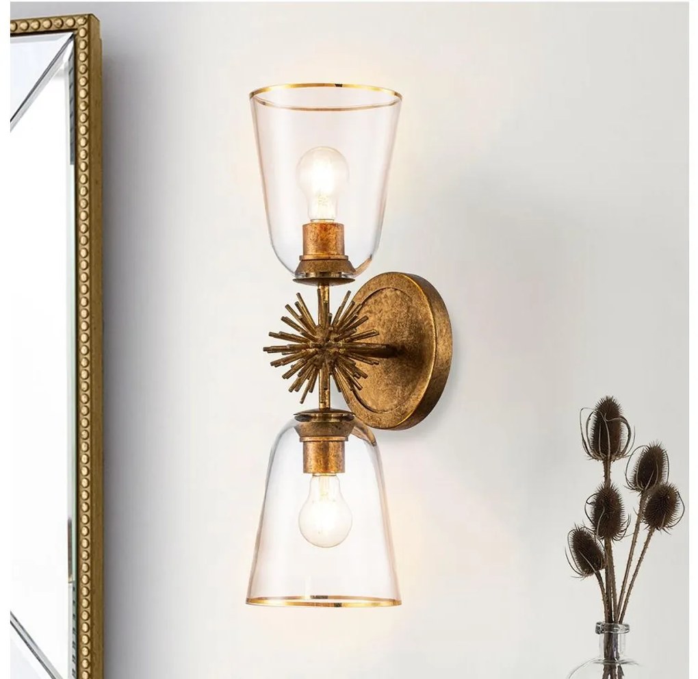 Quoizel STARING-2WB-DG-CLEAR - Aplica de perete STARING 2xE27/40W/230V, cupru