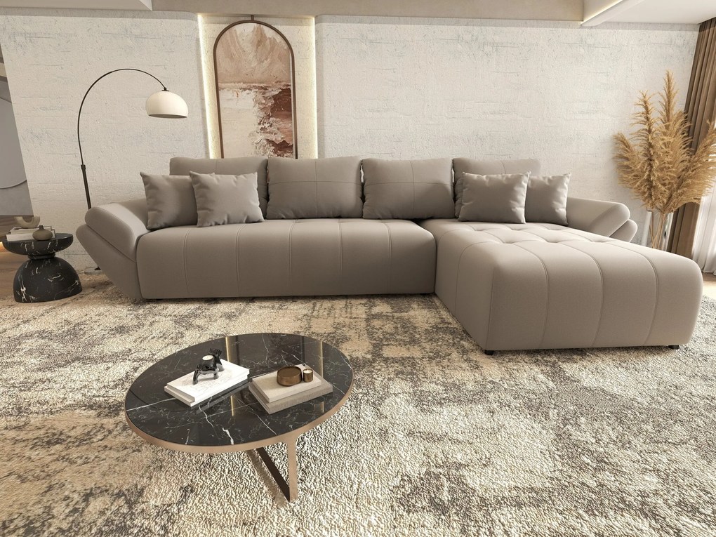 Colțar extensibil dumonde cu ladă de depozitare si sezut confortabil din spuma high-density, Berlin XL Royal Gri 350x185 cm II