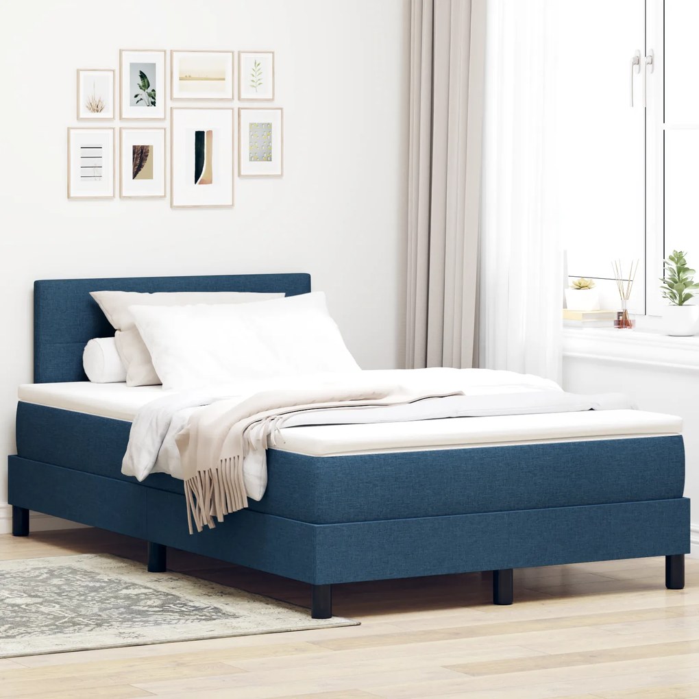 vidaXL Pat Box Spring cu Saltea &amp; LED Albastru 120x200 cm Material