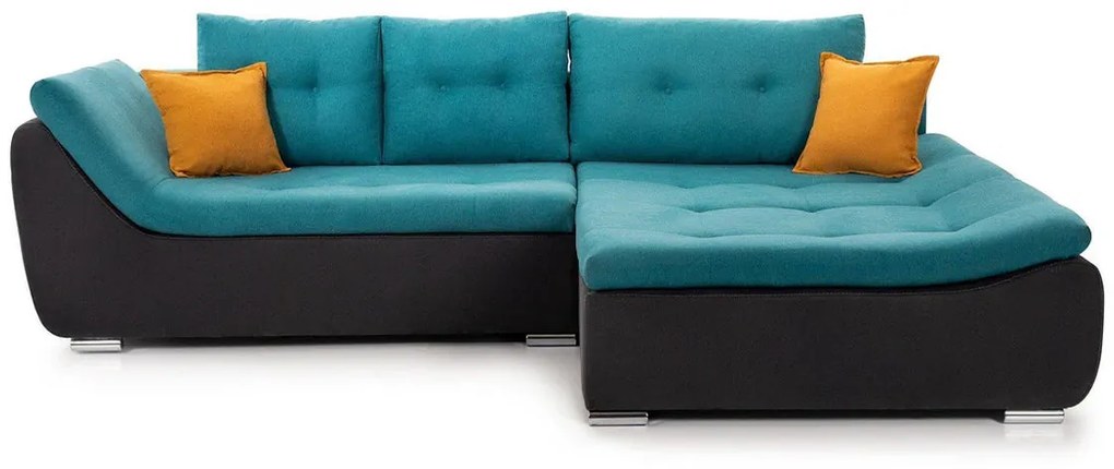 Colțar Extensibil LORENZO, cu ladă de depozitare, variante stânga/dreapta 280x180x70 cm, Dreapta / Mango-Turcoaz-Negru-Enjoy